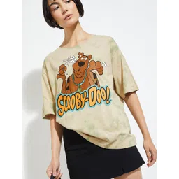 max Women Scooby-Doo Graphic Printed Round Neck Pure Cotton Oversized T-shirt-picture-19