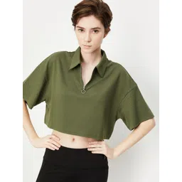 max Women Self Design Polo Collar Cotton T-shirt-picture-35