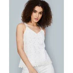 max Women Self Design Pure Cotton Shoulder Strap Top image 1