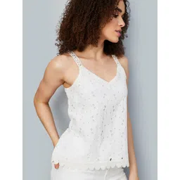 max Women Self Design Pure Cotton Shoulder Strap Top image 3