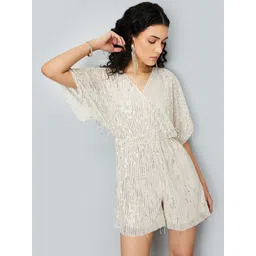 max Women Self Design V - Neck Jumpsuit image 1