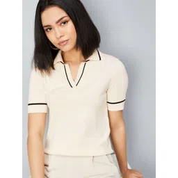 max Women Solid Polo Collar T-shirt-picture-47