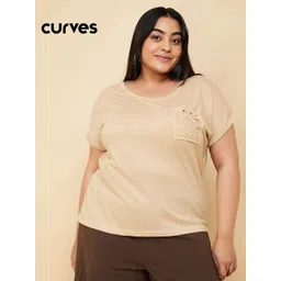 max Women Solid Round Neck Cotton T-shirt-picture-42