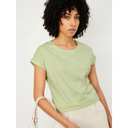 max Women Solid Round Neck Pure Cotton T-shirt-picture-24