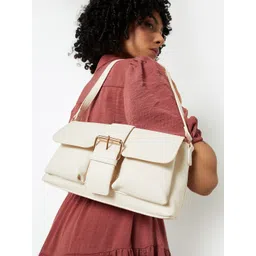 max Women Solid Structured Buckle Detail Handheld Bag-picture-46