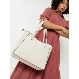 max Women Solid Textured Structured Zip Detail Shoulder Bag image 1