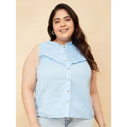 max Women SolidMandarin Collar Shirt Style Top-picture-12