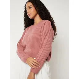 max Women Striped Long Sleeves Crop Pullover image 3