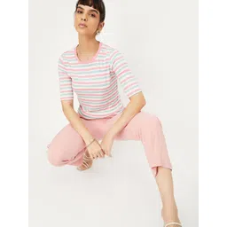 max Women Striped Round Neck T-shirt-picture-29