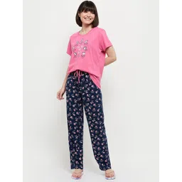 max Women Top & Pyjama Set Pink Printed-picture-12