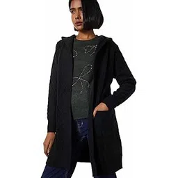 max Women's Cotton Blend Modern Cardigan Sweater (MWSHRUG3901_Black-picture-46