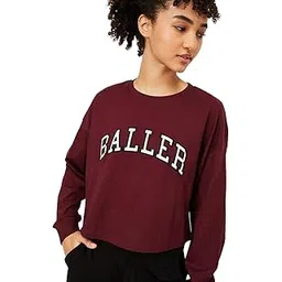 max Women's Full Sleeves Round Neck Printed Boxy Fit Sports T-Shirt-picture-48