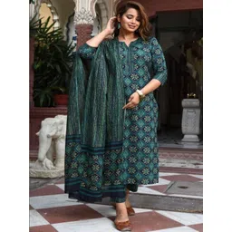 MAYA CREATIONS Women Ethnic Motifs Printed Regular Kurta with Palazzos & With Dupatta-picture-40