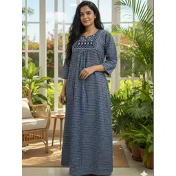 MAYA PRINT Checked Maxi Nightdress-picture-42