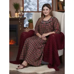 MAYA PRINT Checked Maxi Nightdress-picture-42