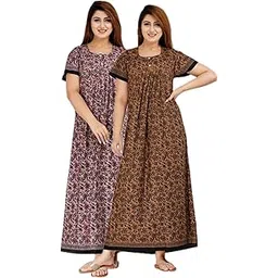 maya print Women's Pure Cotton Regular Nighty Rajasthani Nighty Rajasthani Gown Jaipuri Nighty Jaipuri Gown Maxi Gown (Pack of 2 pcs)-picture-54