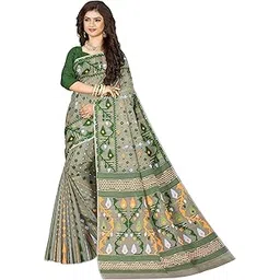 mayabi Women's Dhakai Jamdani Cotton Silk Saree Traditional Bengali Tant Korat Work, Without Blouse Piece-picture-24