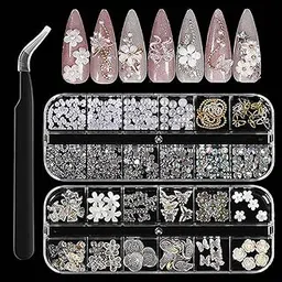 maycreate MAYCREATE® 3D Nail Charms Crystal Nail Gems for Nail Art, Crystal Bow Nail Art Gems Flat Nail Jewels Decorations Aurora Flowers Chains Nail Stuff for Nail Art Decoration Design DIY Crafting-picture-51