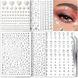 maycreate MAYCREATE® Face Rhinestones for Makeup, Self Adhesive Face Gems, Pearls Rhinestone Stickers Face Jewels, Raindrop Heart Face Crystal Stone with Tweezer for DIY Crafts (Assorted Sizes & Shapes)-picture-10