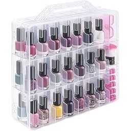 maycreate Organizer Case, 48-Compartment Clear Organizer Box, Double Sided Storage Case with Lids & Handle, Multipurpose Makeups Organizer for Lipsticks, Balm-picture-33