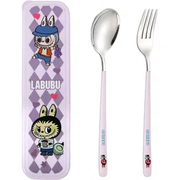 maycreate Stainless Steel Fork and Spoon Set with Cute Cartoon Handles for Kids Stainless Steel Cutlery Set-picture-11