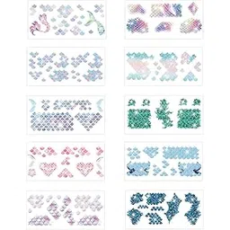 MAYCREATE® 10 Sheets Mermaid Scale Temporary Tattoos Stickers Mermaid Themed Tattoo Stickers Party Decoration Supplies for Kids Adults-picture-25