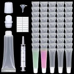 MAYCREATE® 50pcs Clear Lip Gloss Tubes Set, 10ml Empty Lip Balm Containers with Caps, Syringes & Labels Kit, Plastic Soft Squeeze Tubes for DIY Cosmetic Sample Pigment Powder (Sample Not Included)-picture-21