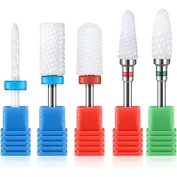 MAYCREATE® 5Pcs Ceramic Nail Drill Bits Universal 2.35mm(3/32'') Shank Nail Drill Bits for Nail Drill Machine Multifunctional Nail Drill Bits for Gel Nail Removal, Shaping, Removing Cuticle-image-2