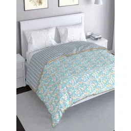 MAYFAIR HOMES LONDON Blue Floral Cotton Reversible Mild Winter 150 GSM Double Bed Dohar-picture-12