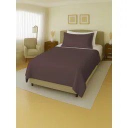 MAYFAIR HOMES LONDON Brown 144 TC Single Bedsheet with 1 Pillow Covers-picture-21