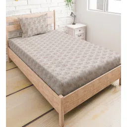 mayfair homes london Brown Abstract 210 TC CVC Single Bedsheet with 1 Pillow Cover-picture-29