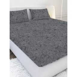 MAYFAIR HOMES LONDON Grey 210 TC King Bedsheet with 2 Pillow Covers-picture-9