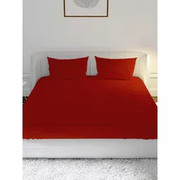 MAYFAIR HOMES LONDON Maroon Solid 144 TC Cotton 1 King Bedsheet with 2 Pillow Covers-picture-38