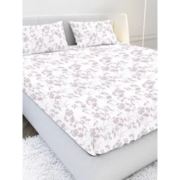 MAYFAIR HOMES LONDON Pink & White Floral 210 TC King Bedsheet with 2 Pillow Covers-picture-18