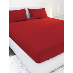 MAYFAIR HOMES LONDON Tuberose Pink 144 TC Fitted King Bedsheet with 2 Pillow Covers-picture-27