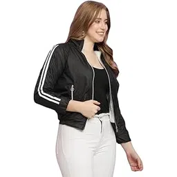 maykr Women's Windcheater Jacket - Lightweight Polyester Zipper Closure | Full Sleeve Jacket For Winter Season| Stylish & Weather-Resistant - N_W-4101_BLACK22-picture-17