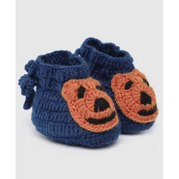 MayRa Knits Bear Detail Hand Knitted Booties - Blue-picture-37