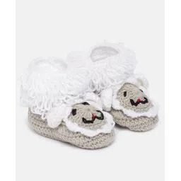 MayRa Knits Face Detail Hand Knitted Booties - White-picture-25