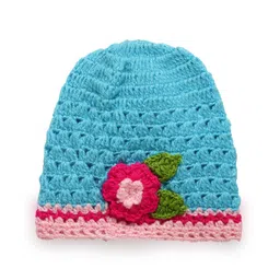 MayRa Knits Floral Detailed Hand Knitted Cap - Blue-picture-23