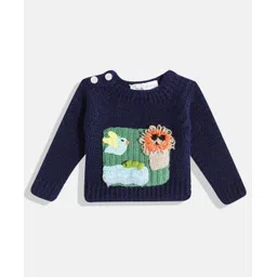 MayRa Knits  Full Sleeves Birds & Lion Designed Woollen Hand Knitted Sweater - Blue-picture-33