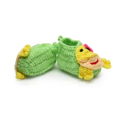 MayRa Knits Hand Knitted Bird Designed Crochet Booties - Green image 3