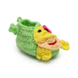 MayRa Knits Hand Knitted Bird Designed Crochet Booties - Green image 4