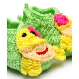 MayRa Knits Hand Knitted Bird Designed Crochet Booties - Green image 5