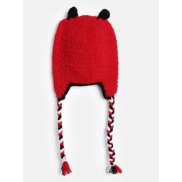 MayRa Knits Hand Knitted Bug Detail Cap - Red image 2