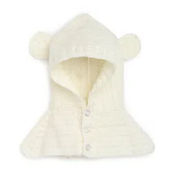 MayRa Knits Hand Knitted Ear Applique Detailed Cap With Button Closure - Cream-picture-13
