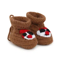 MayRa Knits Hand Knitted Face Pattern Crochet Booties - Brown-picture-14