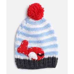 MayRa Knits Hand Knitted Fish And Pom Pom Detail Cap - Multicolor-picture-15