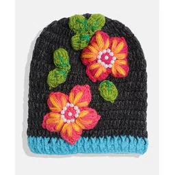 MayRa Knits Hand Knitted Flower And Beads Embellished Cap - Grey-picture-14