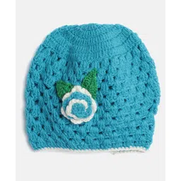 MayRa Knits Hand Knitted Flower Detail Cap - Blue-picture-27