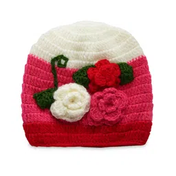 MayRa Knits Knitted Floral Crotchet Designed Cap - Pink-picture-21